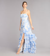 Alia Floral Chiffon Ruffle A-Line Dress