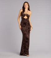 Kilah Flocked Velvet Mermaid Dress