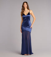 Kayla Satin Open Back Chiffon Formal Dress