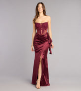 Sharon Floral Applique Satin Formal Dress