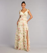 Malia Floral Ruffle A-Line Formal Dress