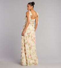 Malia Floral Ruffle A-Line Formal Dress