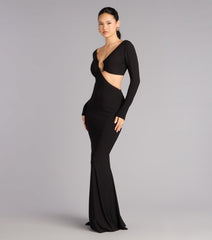 Barbara Long Sleeve Cutout Formal Dress