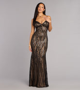 Desiree Sequin Bead Drape Formal Dress