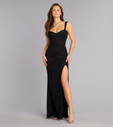 Sonia Mesh Bead Cutout Slit Formal Dress