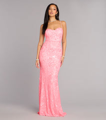 Savanna Floral Sequin Lace-Up Formal Dress