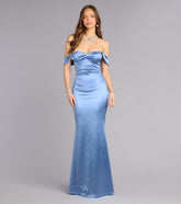 Melodie Satin Off-Shoulder Formal Dress