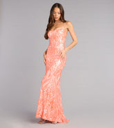 Janie Sequin Lace-Up Formal Dress