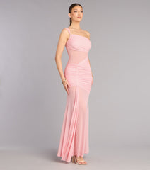 Caterina Mesh One-Shoulder Formal Dress