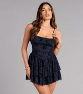 Effortlessly Cute Floral Velvet Burnout Skater Dress