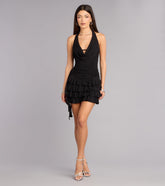 Late Night Sparkle Glitter Knit Mini Dress