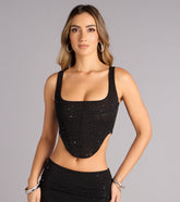 Undeniably You Rhinestone Mesh Corset Top
