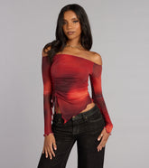 Work Of Art Abstract Long Sleeve Crop Top