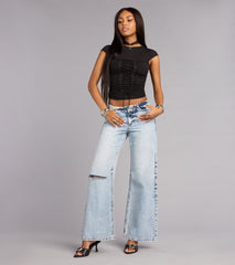 Low Key Dangerous Mesh Lace-Up Top