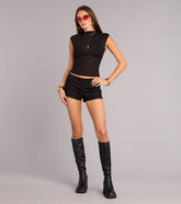 Clean Slate Mesh Mock Neck Top