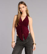 Sculpted And Sultry Twist-Front Halter Top