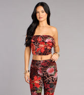 Wild Bloom Leopard And Floral Print Tube Top