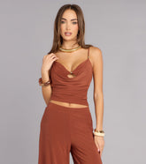 Effortless Chic Beaded Cowl Neck Top