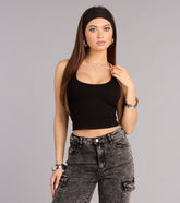 Off Duty Cool Ribbed Knit Halter Top