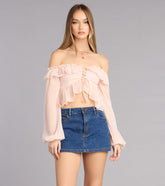Soft Romance Ruffle Off-The-Shoulder Crop Top