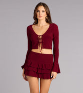 Drama Meets Ruffles Tie-Front Top