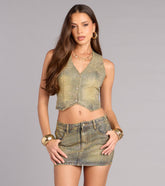 Serving Shine Rhinestone Denim Vest