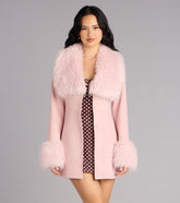 Cold Girl Couture Faux Fur Suede Trench Coat