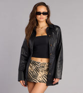 City After Dark Faux Leather Trench Coat