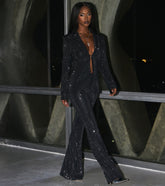 Midnight Spark Rhinestone Flare Pants