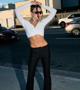 Chic And Confident Pinstripe Flared Trouser Pants