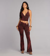 Sleek Moves Snake Print Flare Pants