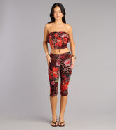 Wild Bloom Leopard And Floral Print Carpi Pants