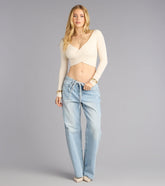 Coffee Run Cool Mid-Rise Tie Denim Jeans