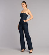 Polished Fit Denim Jumpsuit