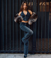 Dark Rose Drama Low-Rise Jeans