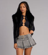 Cool Confidence Belted Denim Mini Skort