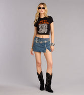 Cool Factor Belted Denim Mini Skort