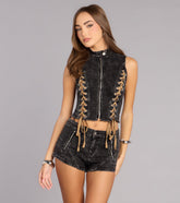 Desert Nights Lace-Up Denim Hot Shorts
