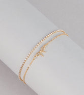Sweet Detail Bow Charm Rhinestone Anklet