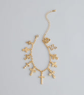 Charm Drop Cross Charm Anklet