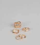 Everyday Luxe Rhinestone Five-Pack Ring Set
