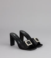 Glam Steps Rhinestone Buckle Strap Mules