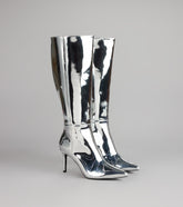 Galaxy Girl Mirror Metallic Knee Boots