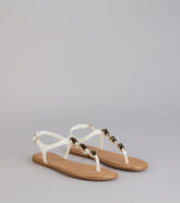 Easy Elegance Stone Beaded Thong Flat Sandals