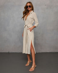 Calm Coast Striped Button Down Shirt Dress