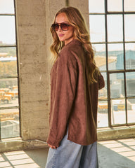 Cobian Suede Button Down Top