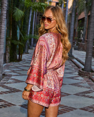 Palm Canyon Satin Tie Waist Romper