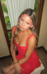 All Mine Red Lace Mini Dress