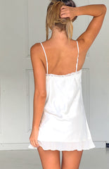 Artie Cream Satin Lace Trim Mini Dress