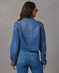 Jamie Cropped Denim Button Down Top